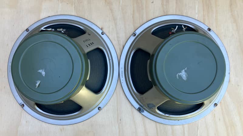 Vintage Pair 1971 Celestion Greenback G12H 30w 16ohm 75hZ T1217 12" Speakers image 1