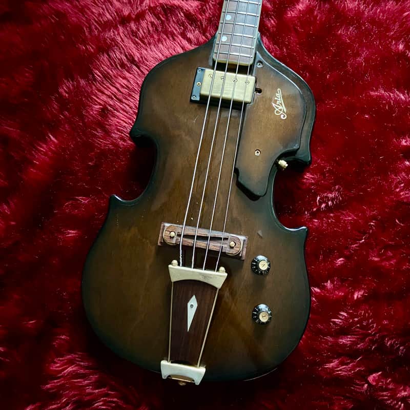 c.late 1960s Aria/Univox Matsumoku EB-1 Style Scroll Bass MIJ Vintage Bass Very Rare Bass “Brown” image 1