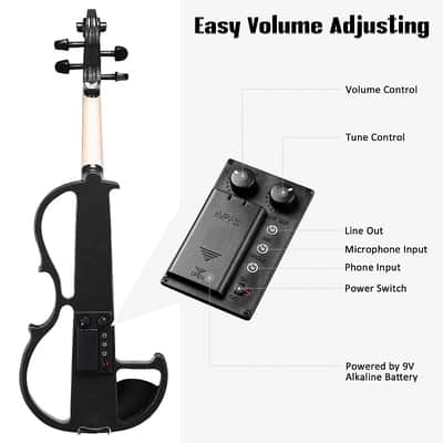 Cxxss 4/4 Violin Electric Violin(right hand)Black-US image 17