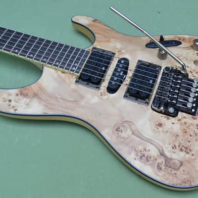 Ibanez S-Series S770PB Poplar Burl Natural Flat Guitar with Wizard II 3 Piece Maple Neck image 2