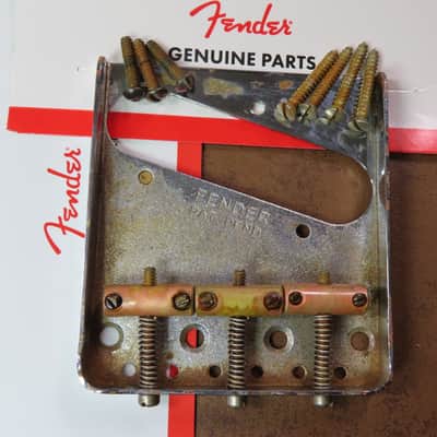 AGED Fender USA PAT PENDING Telecaster BRIDGE vintage 3 saddle RELIC 52 Tele Nocaster MEDIUM-HEAVY relic image 1