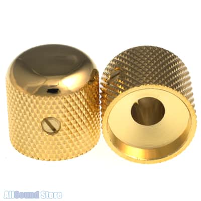 (2) GOTOH Metal Dome Knobs for 1/4" Solid Shaft Pots - GOLD image 2