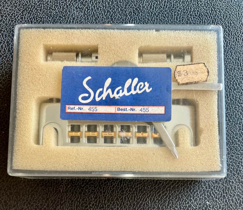 Schaller 455 Bridge/Tailpiece Chrome- NOS New Old Stock — Made in Germany Complete w/ Original Box image 1