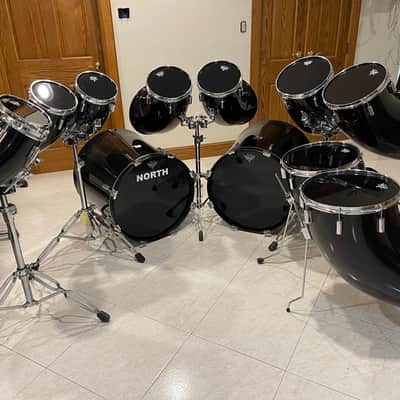 1970'S-1980'S RARE 12-PIECE NORTH DRUM SET, BLACK, EXCELLENT CONDITION!! image 2
