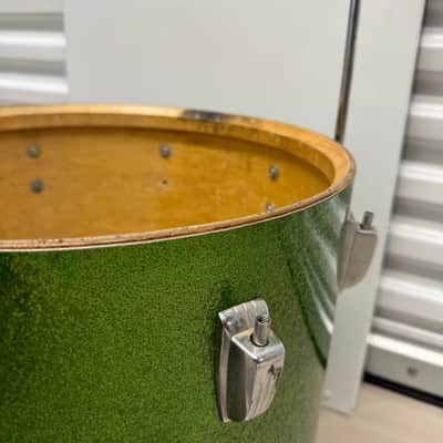 Vintage Ludwig 3-ply 13, 16, 24 - ORIGINAL Green Sparkle drum set image 18
