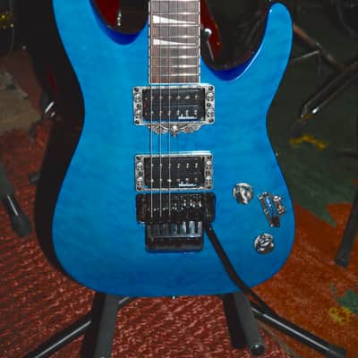 2000's Jackson JS Skulls Series Dinky JS32 DKA Archtop Guitar in Transparent Tiger Blue, w/ New Dunlop Straploks, New Skull Hardware, & Nice ABS Hardshell Case image 3