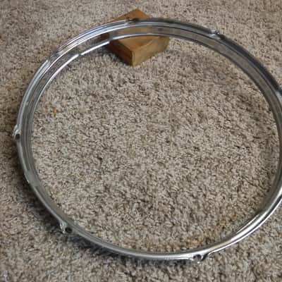 Slingerland 1960's 14" 8 lug chrome over brass bottom snare drum rim image 3