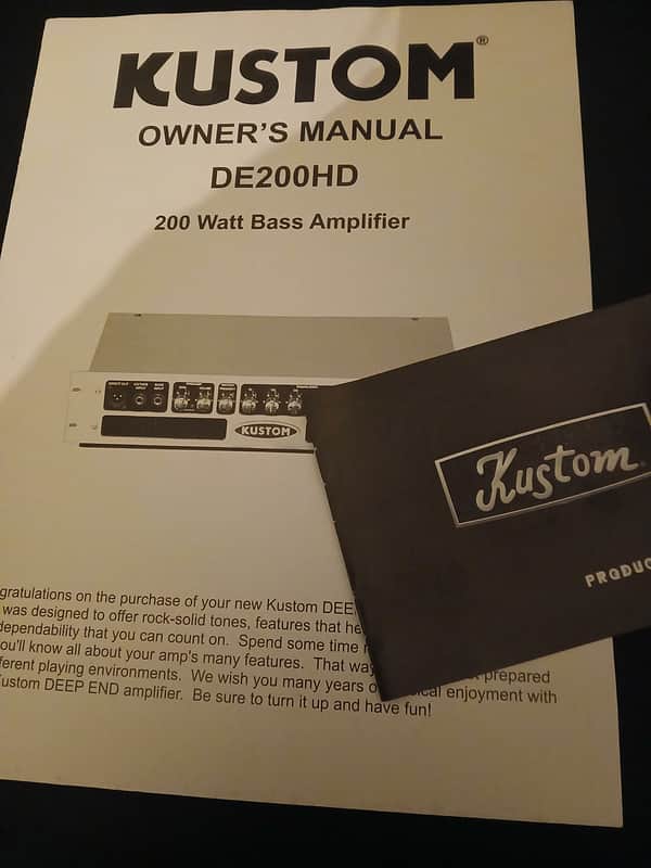 Kustom DE200HD Owners Manual! 2012 - Black white image 1