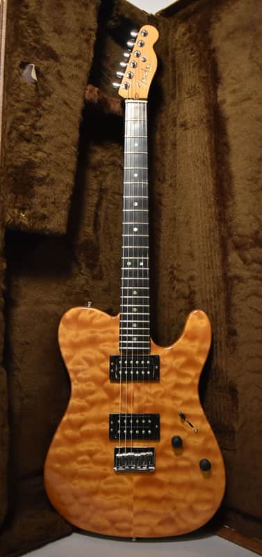 2005 Fender American Deluxe Telecaster QMT HH Amber Finish w/HSC