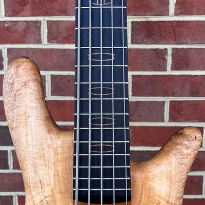 Spector USA NS-5XL, Figured Chestnut Top, Figured Walnut Body, Oil Finish, 3pc Roasted Maple Neck, Ebony Fretboard, Roasted Maple Ghost Crowns, EMG40DCX Pickups, HAZ 9-volt Preamp, Dunlop Flush Mount Strap Locks, Hipshot Tuners, TSA Case image 5
