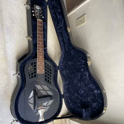 National Reso-phonic Tricone Polychrome Acoustic Guitar Black + Case image 2