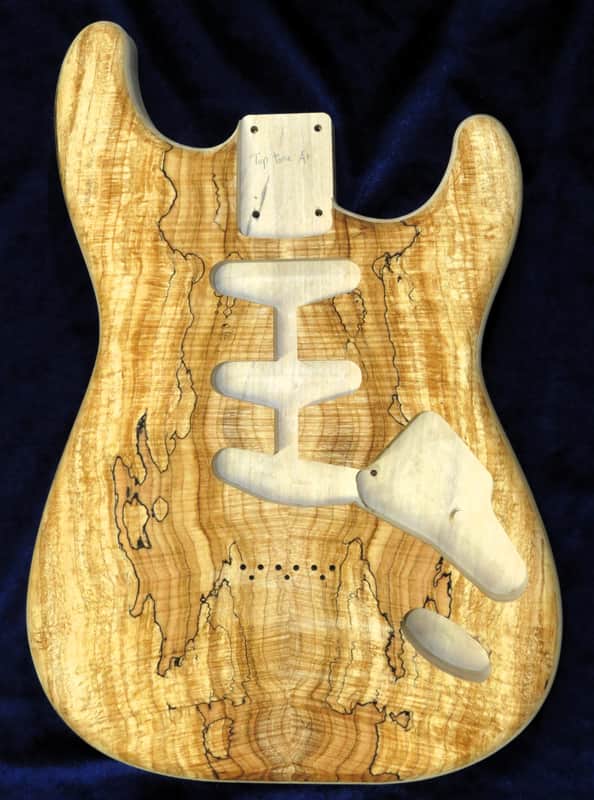 Flamed Spalted Maple Top / Aged Aspen Strat body Standard Hardtail 4lbs 2oz #3700  **IMPORTS INCLUDED image 1