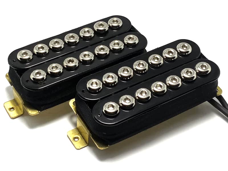 7 String Crusaders Humbucker Pickup Set, Bridge + Neck Collaborative HH Set, Black with Chrome Poles image 1