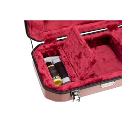 Crossrock 4/4 size Violin Case | ABS Molded Hardshell with Interior Compartment, 2 Bow Holders, Security Lock, and Detachable Straps-Rose Gold image 8
