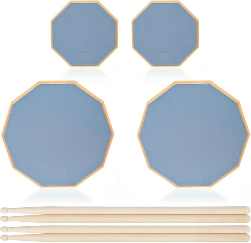 8 Pieces Drum Practice Pad and Sticks Set 12 Inch, 8 Inch Double Sided Silent Snare Drum Pads with 2 Pairs 5a Drum Sticks for Drum Realistic Practice Drumming(Grey) image 1