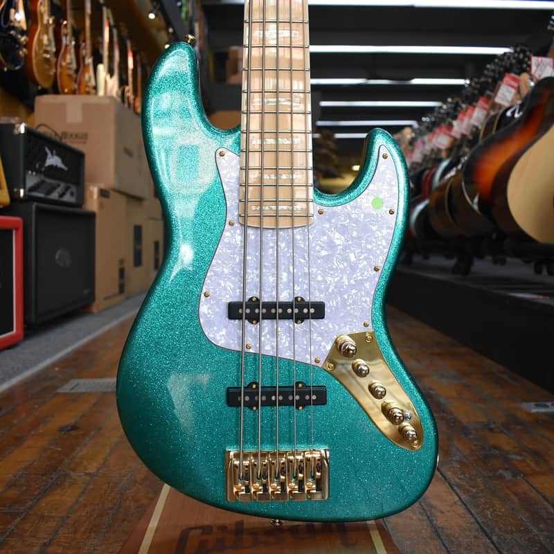 Swing Jazz Deluxe 5 5-String Bass Metallic Teal Green w/Padded Gig Bag image 1