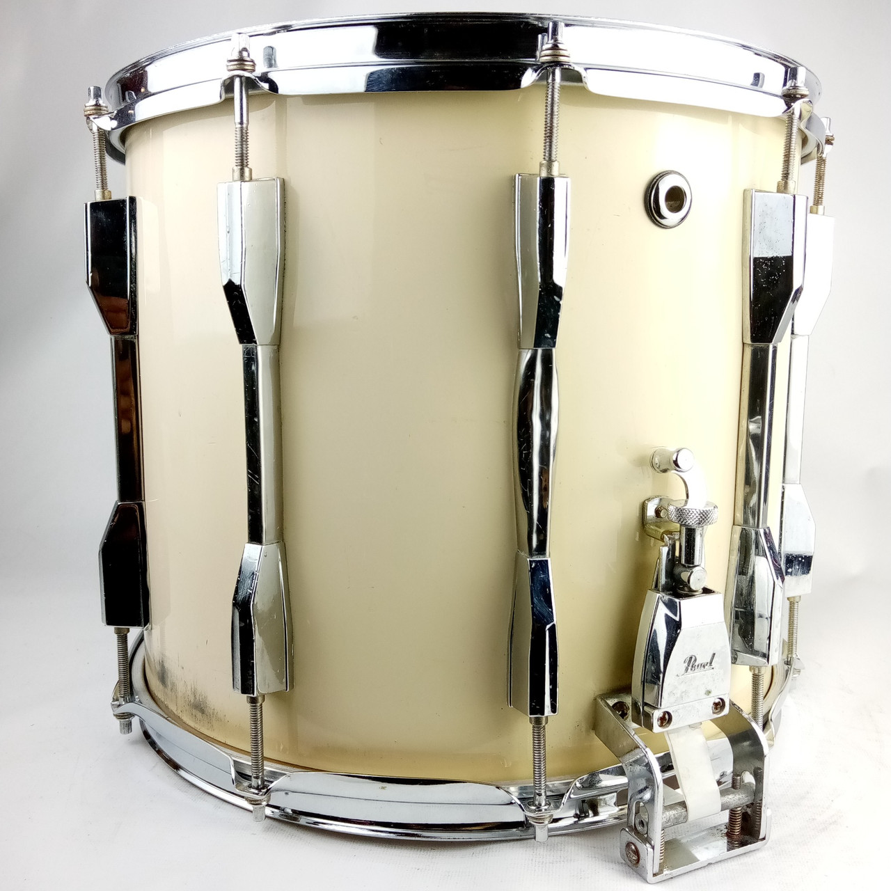 Pearl 12x14" Marching Percussion Snare Drum 10-Lug Vintage ST White Parade — main photograph