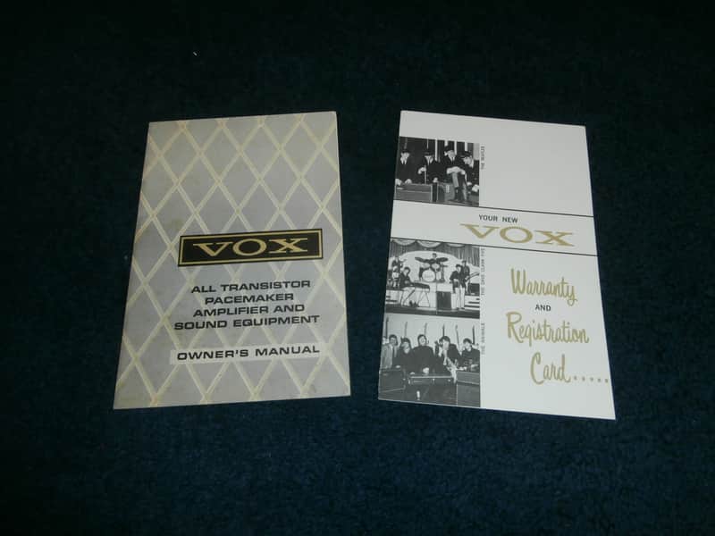Vintage 1960's Vox Pacemaker Transistor Owner's Manual and Warranty Card! image 1