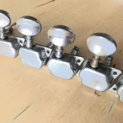 Guyatone 6-inline Tuners 1960's - Chrome (plus 1 extra) Teisco Kawaii image 6