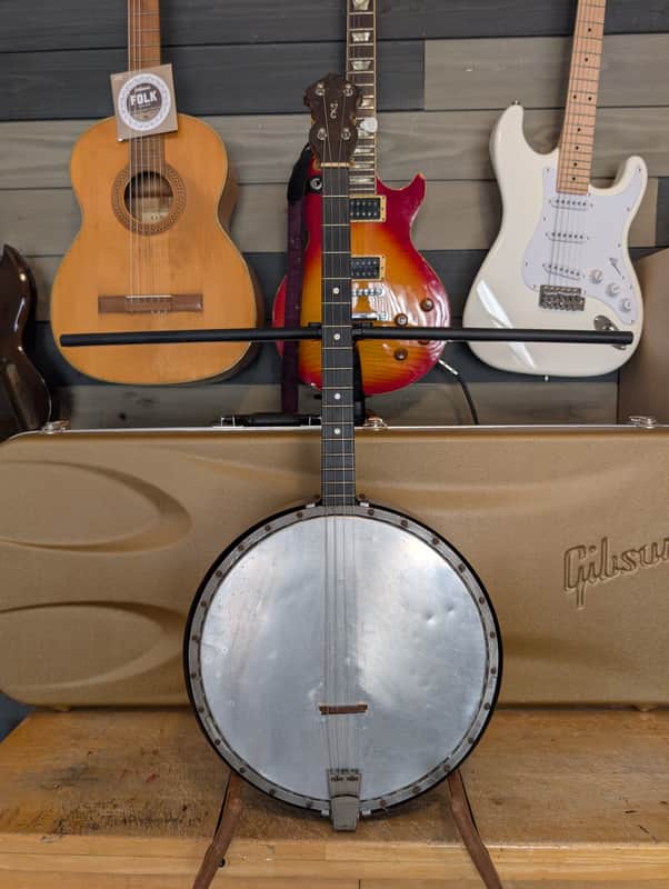 Tenor Pot Frying Pan Tenor Banjo Pre War Depression Era Original Playable Folk Art Vintage Early Century image 1