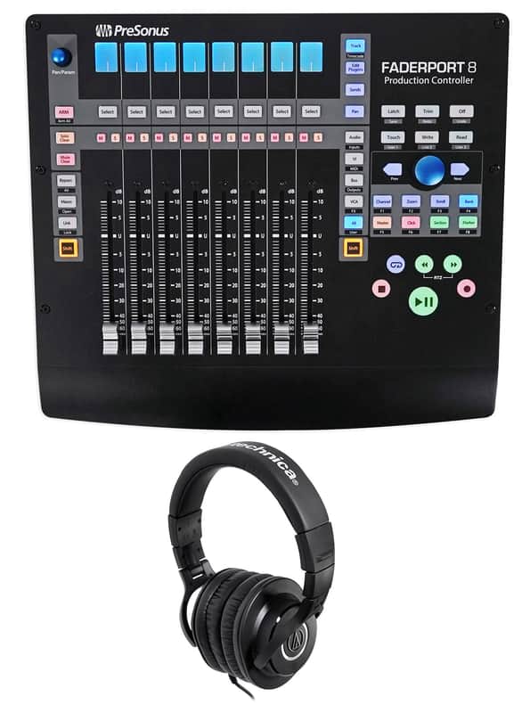 PRESONUS FADERPORT 8 USB Mix Production DAW Controller+Audio Technica Headphones image 1