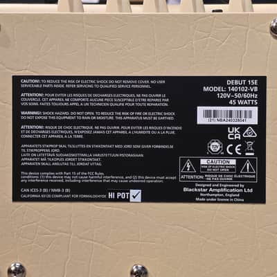 Blackstar Debut 15E 15-Watt 2x3" Guitar Combo 2020 - Present - Cream image 7