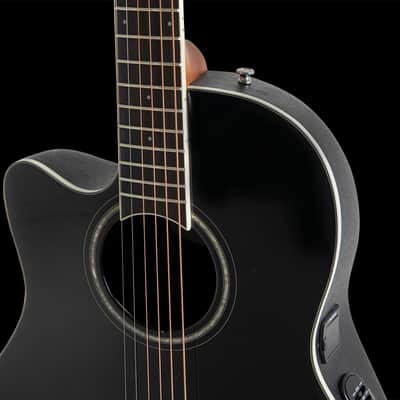 Ovation CS24L-5G Celebrity Series Traditional Left-Handed Mid-Depth Acoustic-Electric Guitar Black image 8