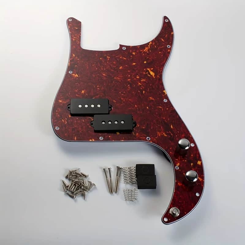Tortoise Shell 4 String Precision P Bass Style Loaded Prewired Pickguard, Alnico 5 Pickups image 1