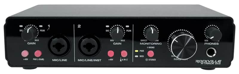 Rockville R-TRACK 2x2 USB Computer Recording Interface 24 Bit 192Khz 2 Mic-Pres image 1