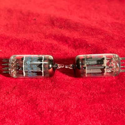 JAN Philips 12AU7 5814-A Matching Pair Vintage Military-Grade Audio Vacuum Tubes 1980s - Clear Glass/Blue Letter image 5