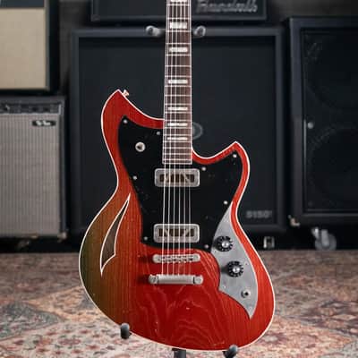 Novo Custom Miris P2 Semi-Hollow Electric Guitar - Faded Sparkling Burgundy with Gig Bag image 3
