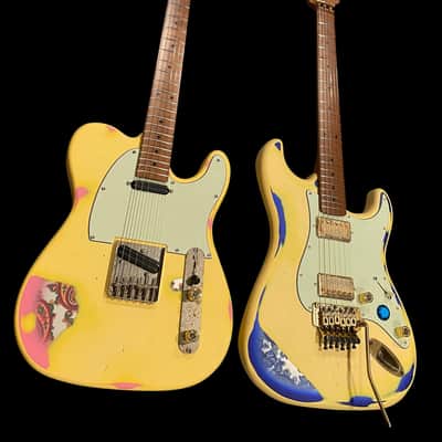 Billy Handy Junior’s Gas Station “RattleStrat” Relics - Olympic White Paisley Finish - w/ HSC - Partscaster Relic - S and T Style Set image 2