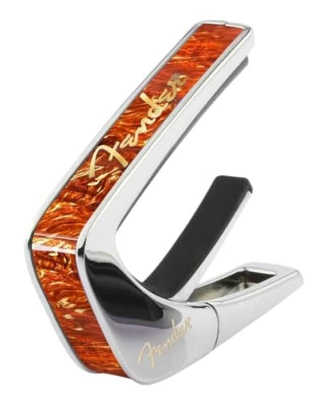 Thalia Guitar Capo - Fender Officially Licensed w/Fender Specific Fret Pads (Tortoise w/Gold Hot Stamp Spaghetti Logo) image 1
