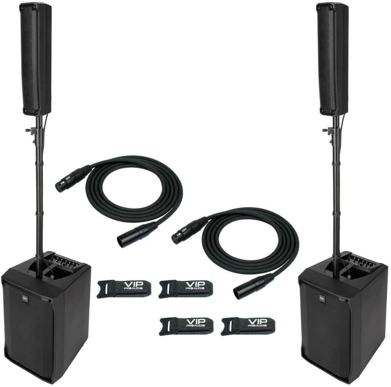 2x RCF Active 12" 1400 Watts Portable Line Array Column PA System with 8-Input Mixer + 2x Cables (MINT) image 1