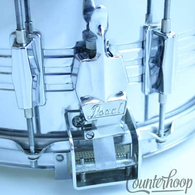 Pearl Professional 14x6.5"Snare Drum 10-Lug Heavy Steel+Super Hoops M-514D Japan image 4