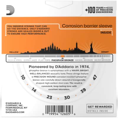 D'Addario Phosphor Bronze Acoustic Guitar Strings 3 Set Pack 10-47 EJ15-3D image 4