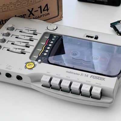 Serviced Fostex X-14 1990s 4-track cassette recorder with original box, manual, and vintage tape image 1