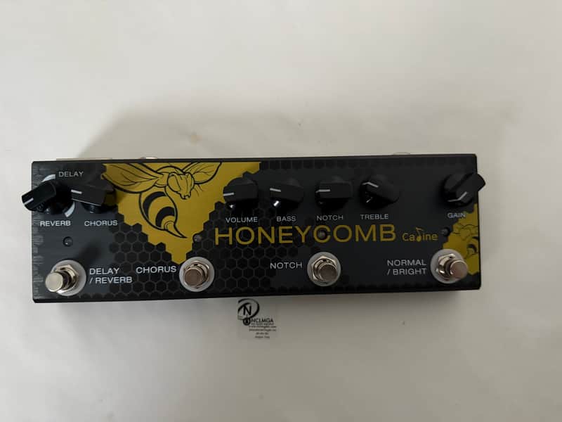 Caline CP 48 Acoustic Guitar Multi Effects Pedal EQ AUX DI Booster 2024 - Black yellow image 1