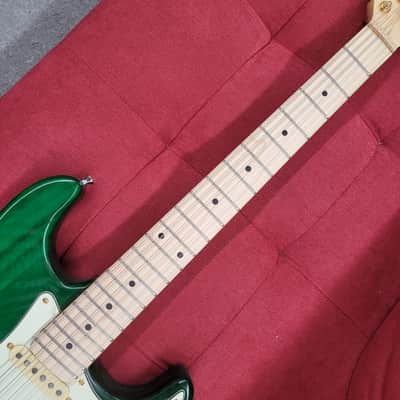 Trap Town Barn Burner S-Style Electric Guitar - Transparent Green image 3