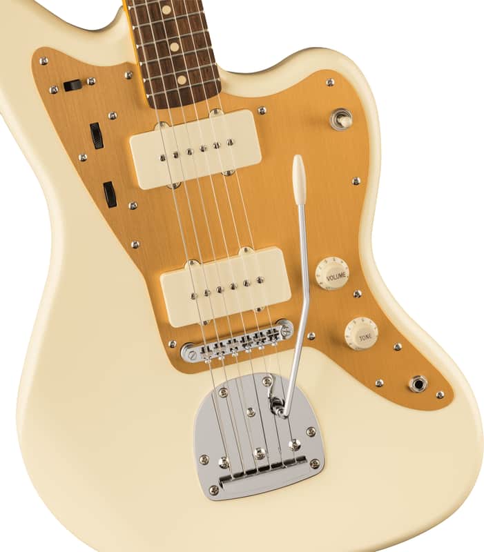 Squier J Mascis Jazzmaster, Laurel Fingerboard, Gold Anodized Pickguard - Vintage White image 1