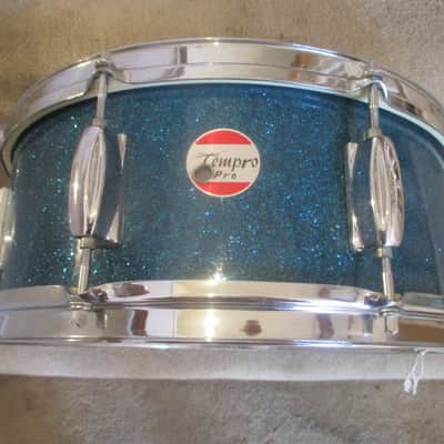 TEMPRO PRO Vintage 14 X 5 Snare Drum, Made In Japan 1960s, Blue Sparkle, 8 Lugs - Outstanding! image 1