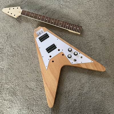 Flying V DIY Electric Guitar Kit, Okoume Body, Maple Neck, Rosewood Fingerboard image 2