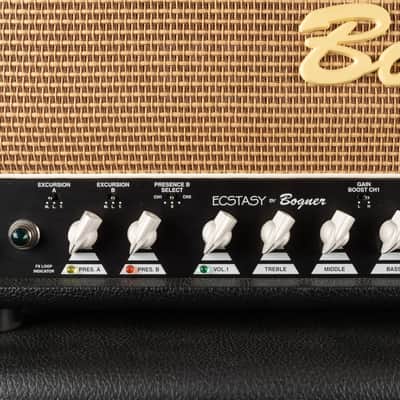 2005 Bogner Ecstasy 101B Top with Bogner 412ST Cab - Black | USA Boutique 3-Channel 100/50-Watt EL34 Tube Guitar Half Stack Amp Head Box with Class A/AB Switch image 4