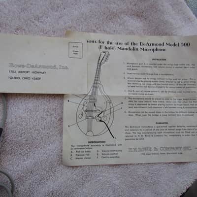 DeArmond Model 500 Mandolin Pickup W/Warranty Card & Directions Works Great Vintage Dearmond Mandolin/Tenor Guitar Pickup image 4