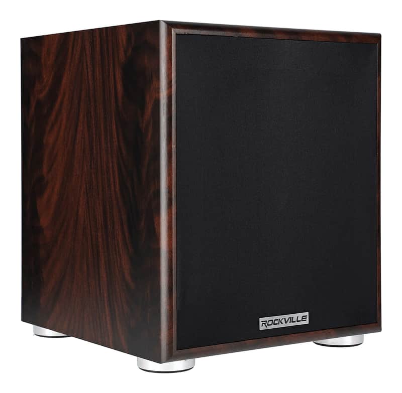 Rockville Rock Shaker Dark Wood 200w 6.5" Powered Home Theater Subwoofer Sub image 1