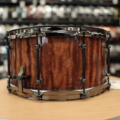 Pork Pie 7x14" Maple Max Snare Drum (Waterfall Bubinga High-Gloss w/ Black Nickel Hardware) image 3