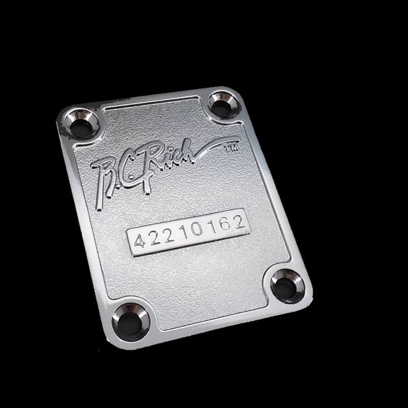 New BC Rich Chrome Guitar Neck Plate with Serial number made in Korea. (Serial numbers are Random) image 1