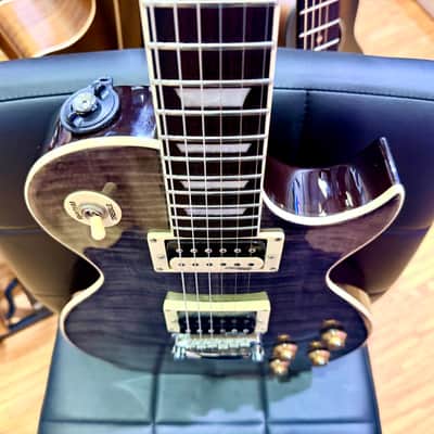 🔥MINT🔥 Vintage V100T BK ReIssued Series Electric Guitar~ Flamed Thru Black LP! image 16