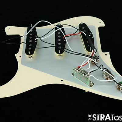 *NEW Alnico 5 LOADED PICKGUARD for Fender Strat Aged Pearloid 3 Ply 8 Hole image 2