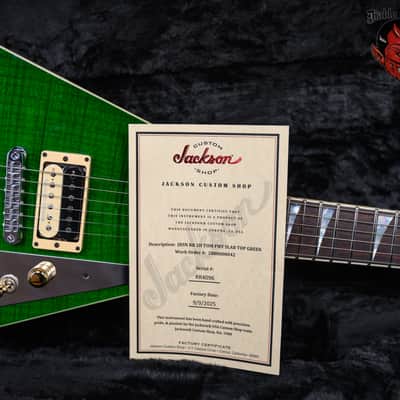 Jackson USA Custom Shop RR 2H TOM FMT MAH Rhoads Flame Maple Slab Top in Transparent Green 2025 w/OHSC image 11